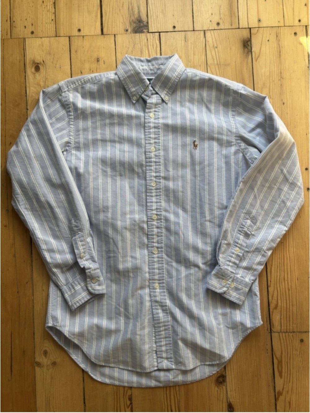 Ralph Lauren Shirt Mens Small Blue Slim Fit Knit Oxford Button Down Polo Pony